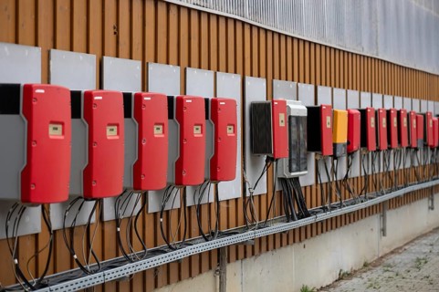 Inverter of a photovoltaic system on a horse stable, Bavaria, Germany