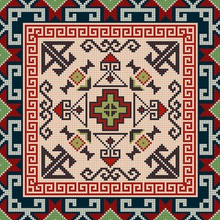 Traditional Georgian folk art embroidery vector pattern