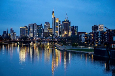 Skyline of Frankfurt am Main, skyscrapers, business and banking district in the city centre, Hesse,