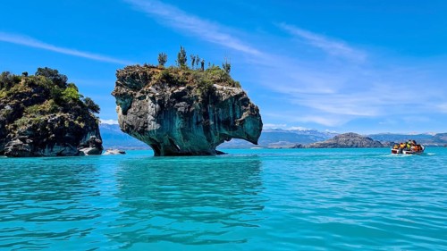 Capillas de Marmol in Lago General Carrera in Patagonia on the Carretera austral, Patagonia, Chile