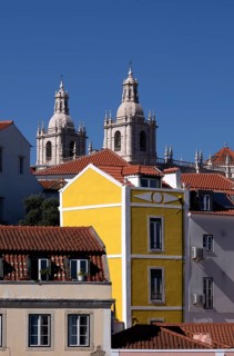 View from the viewpoint Miradouro de Santa Luzia, church Igreja de Santo Estêvão, city view,