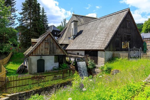 Technical Museum Frohnauer Hammer, exterior view of the forge, Annaberg-Buchholz, Erzgebirge,