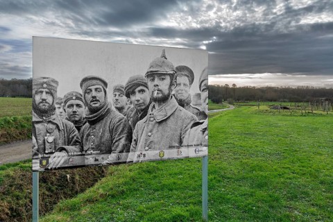Historic photograph of Christmas Truce, unofficial ceasefire along the First World War Western