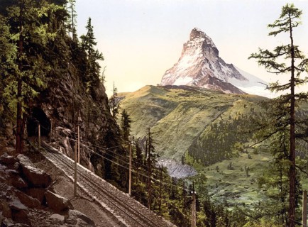 Gornergratbahn und Matterhorn, Wallis, Alpen, Schweiz / Gornergrat Railway and Matterhorn, Valais,