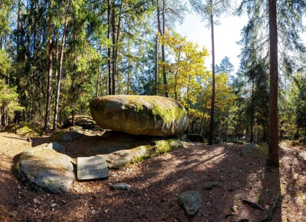 Granite rock Wackelstein, natural monument, Blockheide nature park Park near Gmünd, Waldviertel,