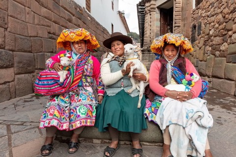 Women in traditional dresses, Cusco, Peru