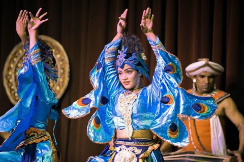 Sri Lankan dancers performing a traditional dance, Young Men's Buddhist Association, Kandy, Central
