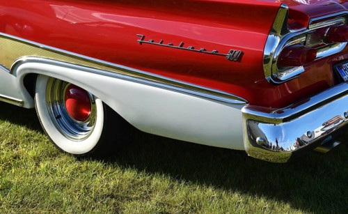 Ford Fairlane 500, Skyliner, 1958, with whitewall tyres, at a classic car meeting in Büsum, Germany