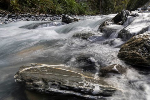 The waters of the Tamina splash through the narrow Tamina Gorge between Bad Pfäfers and Bad Ragaz,