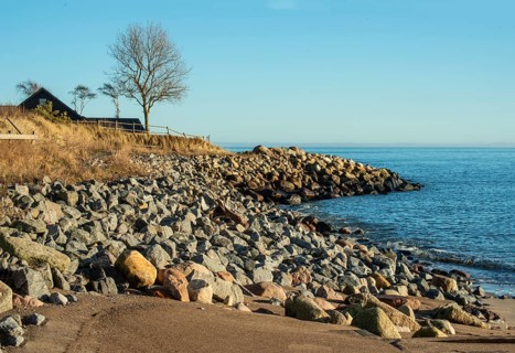 Many stones as erosion protection against the Baltic Sea in Löderup, Ystad Municipality, Skåne