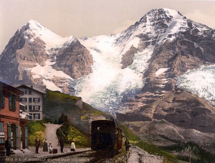 Wengern Alp Station, Eiger und Mönch, Bernese Oberland, Switzerland, Historic, digitally restored