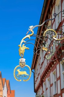 Inn sign, Alte Post restaurant, restaurant, building, window, half-timbered, historic building,