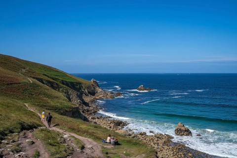 Plogoff, Brittany, France - Hiking trail to the Pointe du Raz, the Grande Randonnée 34 coastal