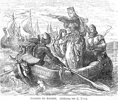 Queen Artemisia in the naval battle of Salamis, ancient Greece, heroine, Persians, Greeks,