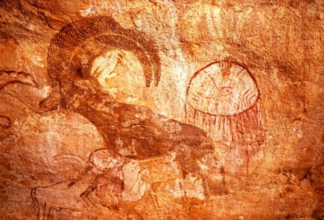 Famous prehistoric rock carvings of Tassili N'Ajjer, Algeria, North Africa 1973 Tassili N'Ajjer