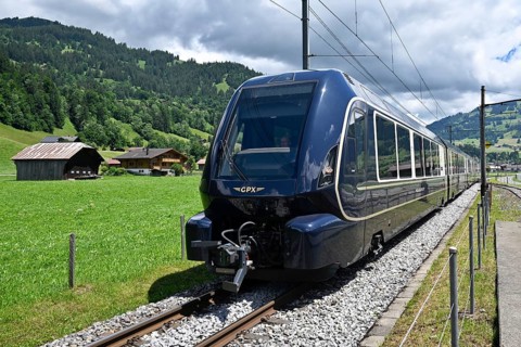 Golden Pass Express passenger train, GPX, Saanen, Switzerland