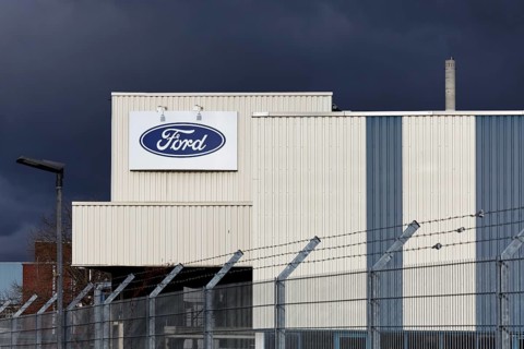 Fordwerke Süd, logo on the building, Ford Werke Gmbh, Cologne-Niehl, North Rhine-Westphalia,