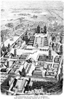 Temple complex of the great Teocalli in Teotihuacán, Mexico, Central America, historical