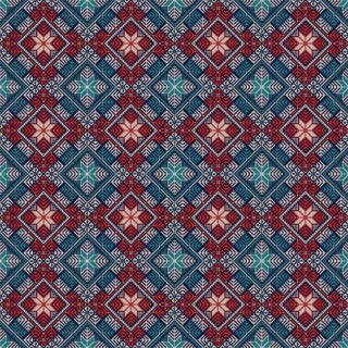Decorative Palestinian seamless pattern in colors, traditional Tatreez embroidery, vector
