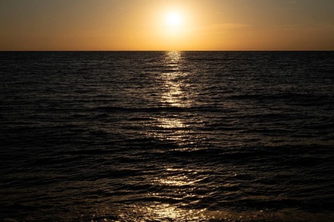 Sunset by the sea, North Sea, English Channel, Étretat, evening mood, atmospheric, Normandy,