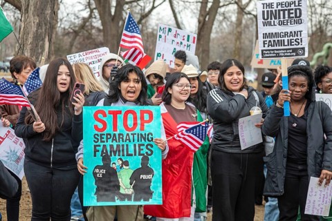 Detroit, Michigan USA - 4 March 2025 - A rally in the Mexican-American community in southwest