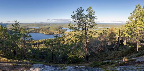 View of autumnal lake landscape, Konttainen, Ruka, Finland