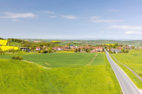 View of Wehnde, Lindenberg in Eichsfeld, Thuringia, Germany from the historic Wartturm Wehnder