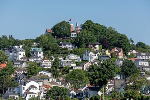 Houses, hill, Süllberg, Blankenese, Hamburg, Germany