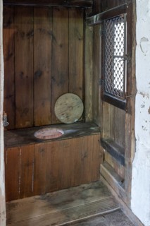 Outhouse, toilet without flush, in an old corn mill, industrial museum, Sichardstr., Lauf an der