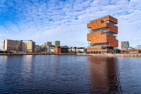 The MAS, Museum aan de Stroom, Museum am Strom, Bonapartdok, harbour basin, old harbour district,