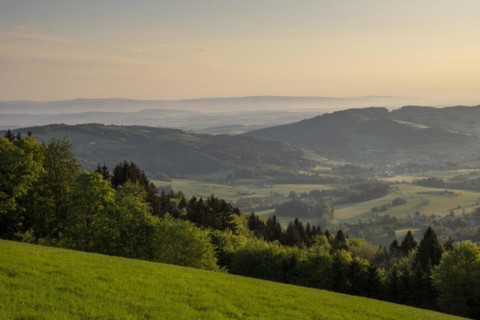 Sunrise on the Habetsberg near Plankenstein Castle, Texingtal, Mostviertel, Lower Austria, Austria