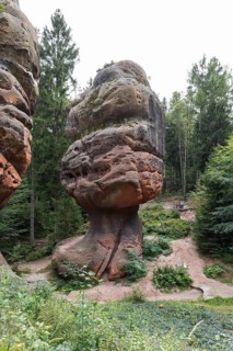 Natural monument Kelchsteine with mushroom rock Kelchstein near Oybin, Zittau Mountains, Saxony,
