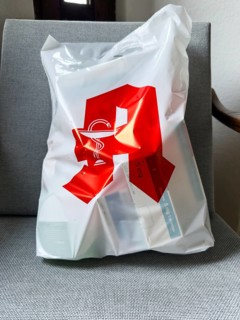 A plastic bag from a pharmacy filled with many medicines in Düsseldorf, Germany