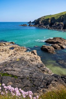 Coastal landscape in Cornwall between Gurnard's Head and Carnelloe Headland. Rose-an Hale Cove,