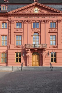 Entrance to the baroque Rhineland-Palatinate state parliament, built in 1740, government building,