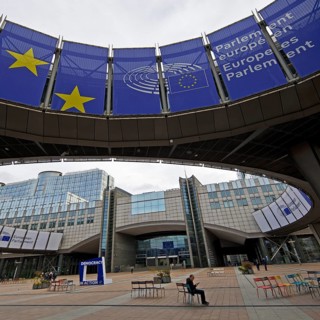 Entrance to the Altiero Spinelli Building, Modern Building Complex of the European Parliament,