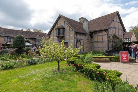 Birthplace of William Shakespeare, view from behind, Stratford-upon-Avon, Warwickshire, England,