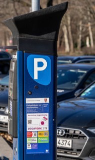 Modern parking machines, road traffic in Berlin