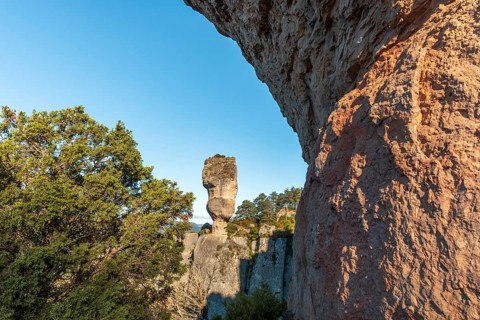 The vase of Sevres, spectacular rock in the Jontes Gorges. Le Rozier, Lozere, france