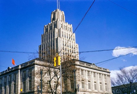 1920s architecture of the Forsyth County Courthouse, Winston Salem, North Carolina, USA, c. 1953