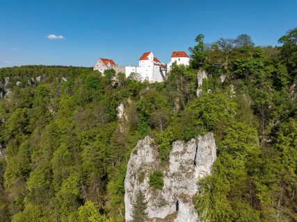 Aerial view of Wildenstein Castle near Leibertingen, Upper Danube Valley, Sigmaringen district,