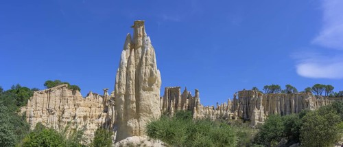 Sandstone rock Les Orgues Ille-sur-Têt, Centre Ville Nord-Ouest, Département Pyrénées-Oriental,
