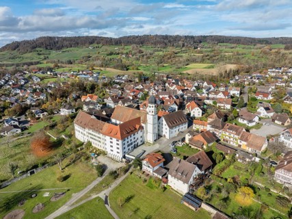 Aerial view of the former Augustinian canons' monastery and collegiate church in the Höri community