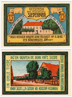 Banknote, emergency money, voucher, Siedenburg, 1921, Germany, reproduction of a historical