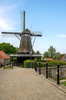 Mill De Kaai, corn mill, Sloten, Friesland, Netherlands