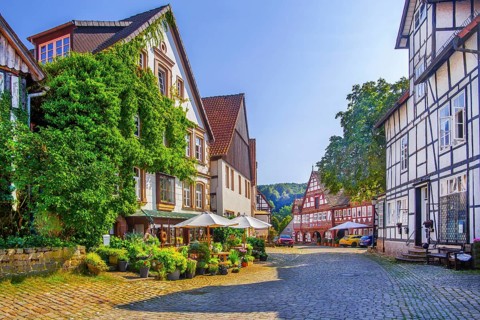 Half-timbered houses in the centre of the old town, Schwalenberg, artists' and painters' town,