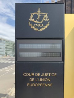 Sign labelled European Court of Justice, Luxembourg