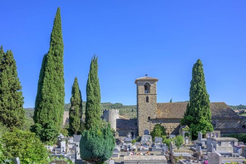 Church and cemetery of Villerouge-Termenès, Département Aude, France