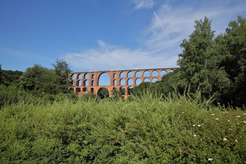 Historic Göltzschtal Bridge with bricks, bricks, viaduct, railway bridge, arch bridge, Mylau,