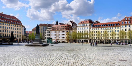 Neumarkt square with Martin Luther statue, Dresden, Saxony, Germany